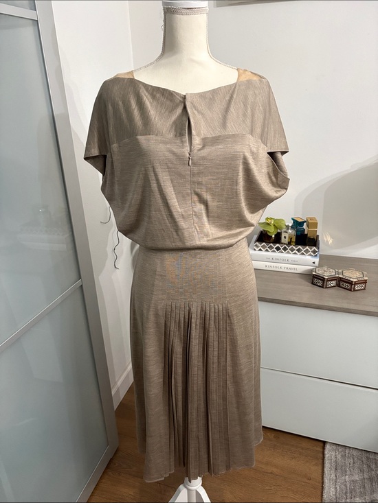 Akris Dresses & Skirts - Akris Beige/Tan Pleated Midi Dress